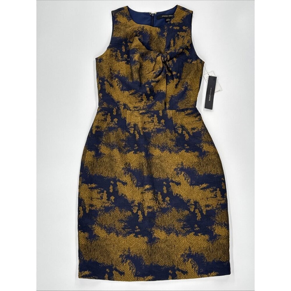 Cynthia Steffe Sheath Dress Womens 2 Blue Bronze Sleeveless Lined Party $328 NEW